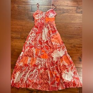 Bila Maxi Dress in Red and Cream Paisley Print Size XS